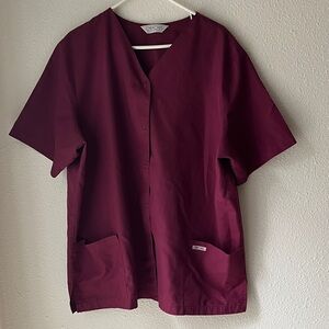 Cherokee Maroon Scrub Top with Pockets